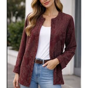 Vintage So Aida! Jacket Jacquard Cotton Red Medium